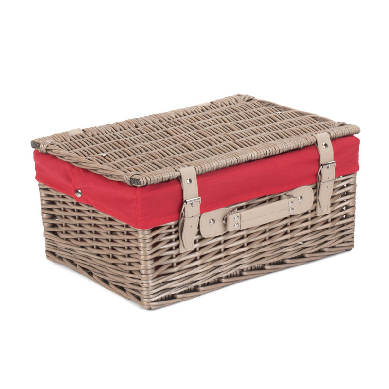 Wicker Picnic Basket, Red, 19cm H x 41cm W x 31cm D