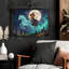 Art mural noir fantaisiste, chat et squelette, impressions fantaisistes encadrées-1395813508
