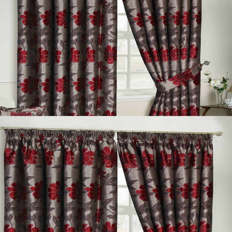 Mequon Room Darkening Curtain Pair, 168 W x 183 D cm, Red