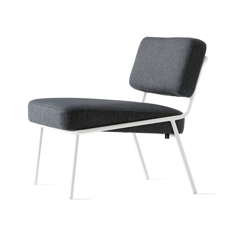 Chaise longue rembourrée Sixty, Polyester noir, Blanc