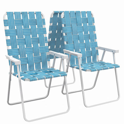 Paquet de 2 chaises pliantes de patio, chaises de jardin portatives d'extérieur avec accoudoirs pour la plage, le jardin, la piscine et la cour