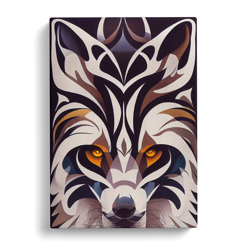 Wolf In Abstract No.4 - Wall Art, Wrapped Canvas, 50cm H x 35cm W, No Matte