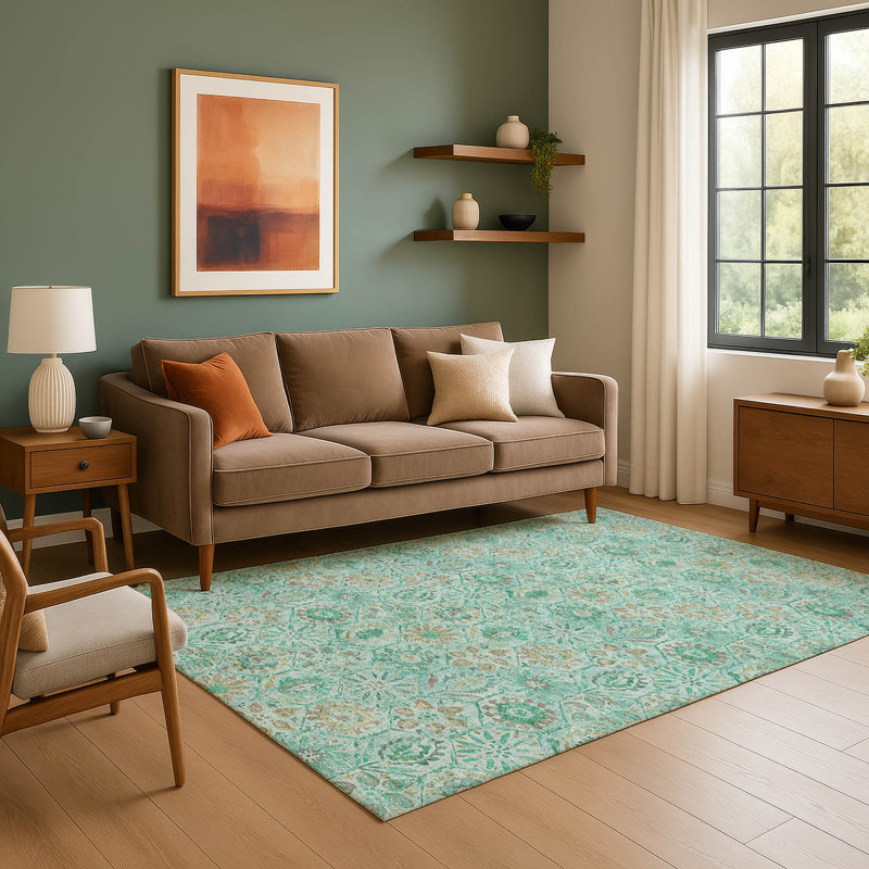 Premium Machine Washable Ralston AMF1938 Floral Rug, Rectangle 2'6" x 3'10"