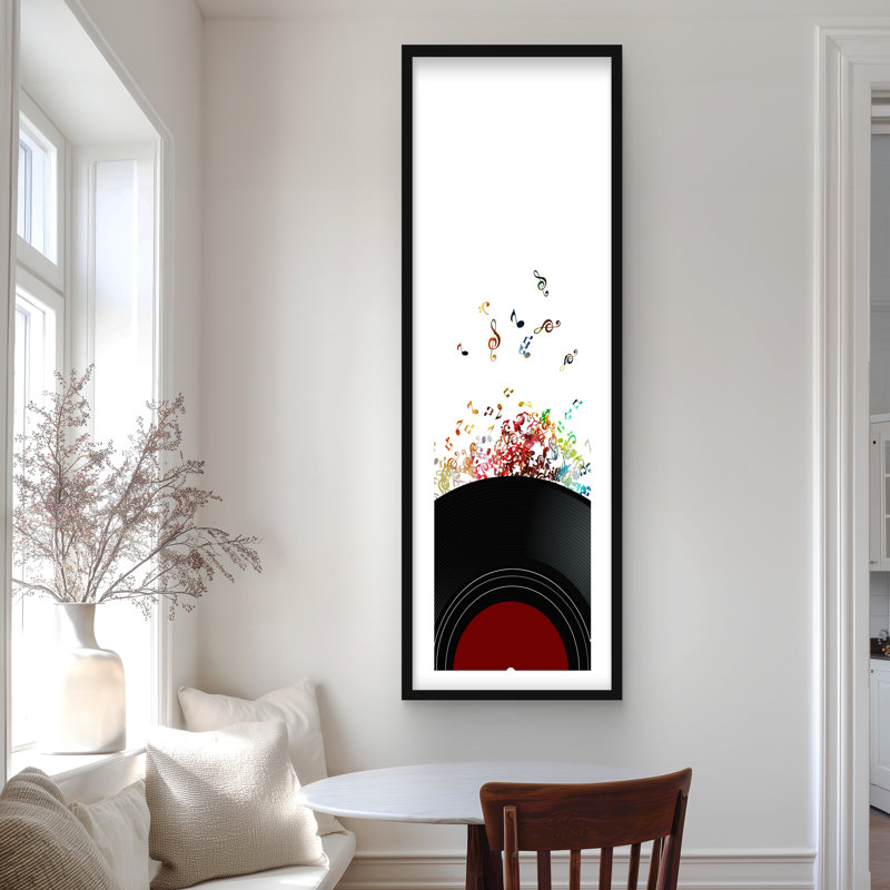 Notes Escaping from a Vinyl Record - Red Object Print Decor