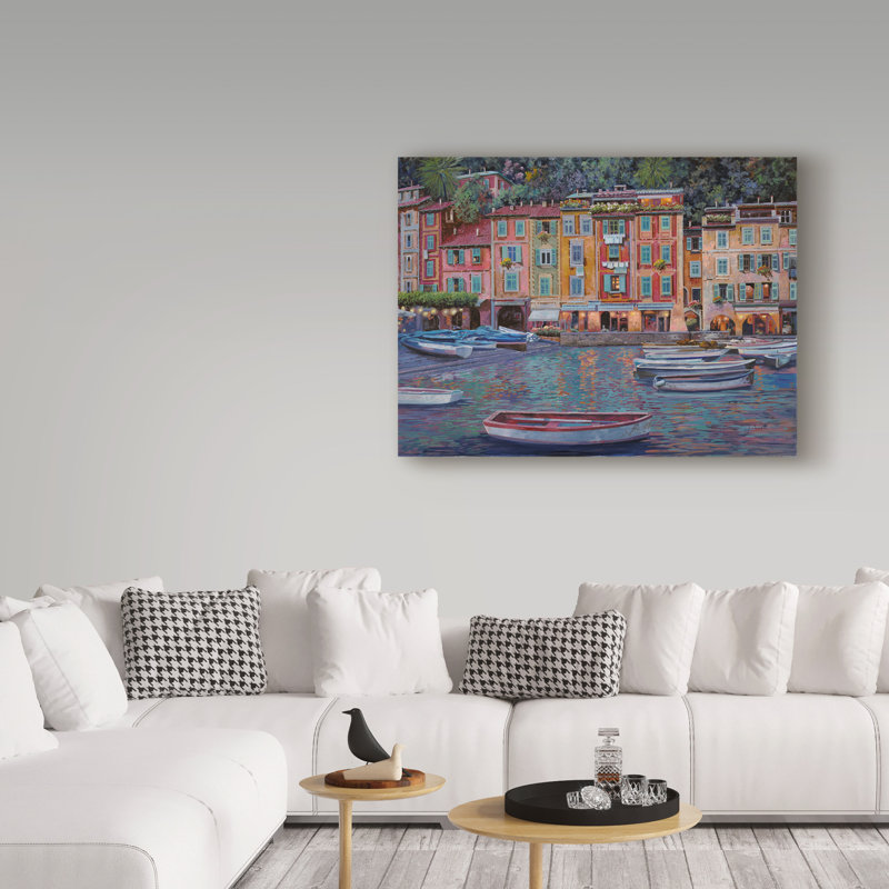«Portofino Al Crepuscolo» par Darlee, reproduction de peinture acrylique sur toile tendue, H 24 po x l 32 po x P 2 po