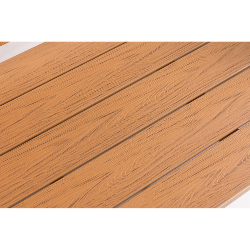 Table d'appoint d'extérieur avec pattes en bois, espace de rangement double, design ergonomique et épuré, multifonctionnelle, finition huilée, aspect bois, larges joints rouillés, coloris
