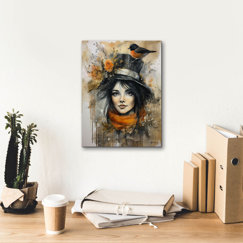 Toile épique Graffiti «brune avec cylindre» par Momart, 20 po x 24 po, H 16 po x l 12 po x P 0,75 po