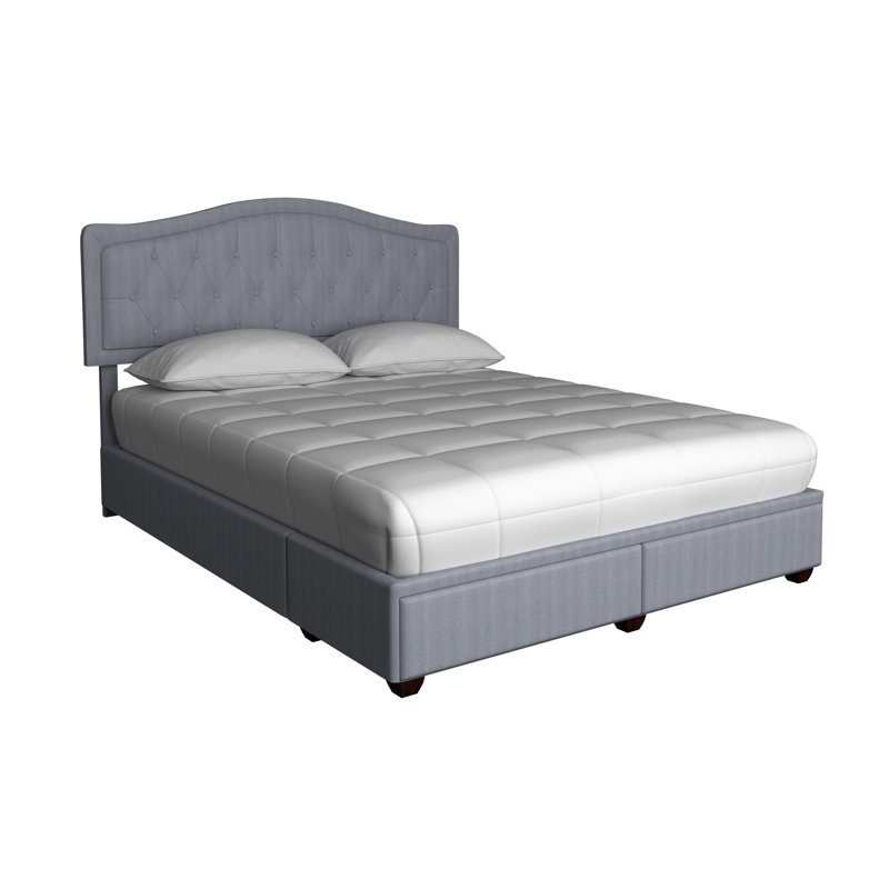Grand lit de rangement dans une boîte, revêtu de 2 tiroirs, gris, l 64 po x P 83,5 po, tissu 83,1 65,84 42,39