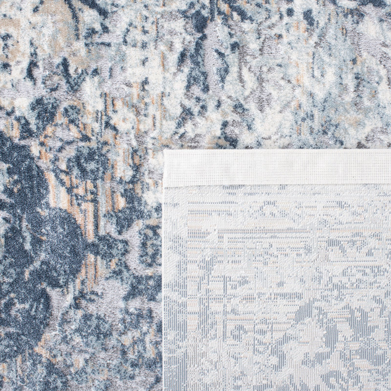 Martha Stewart Blue and Cream Hand-Knotted Wool Area Rug