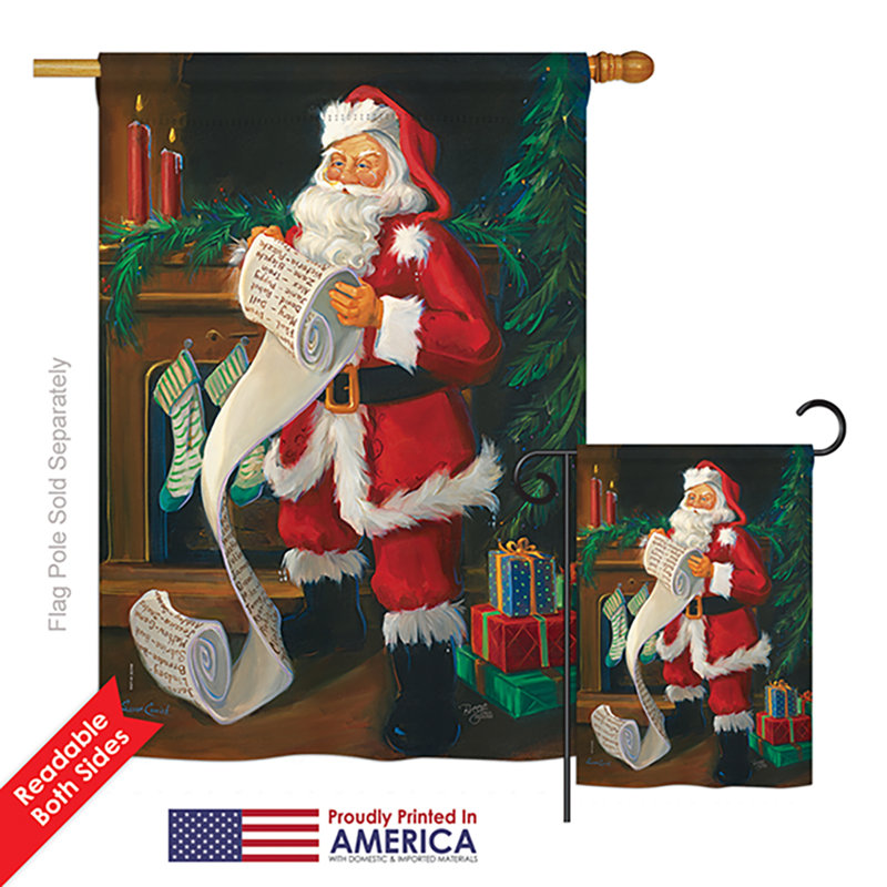 L 40 x 28 po père noël impressions de noël sur 2 côtés. ensemble de drapeau