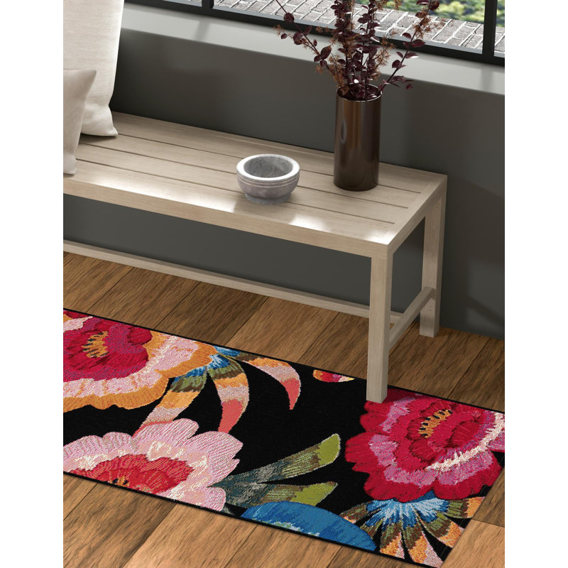  Floralis Outdoor Botanical Rug, Runner 2'7" x 10'
