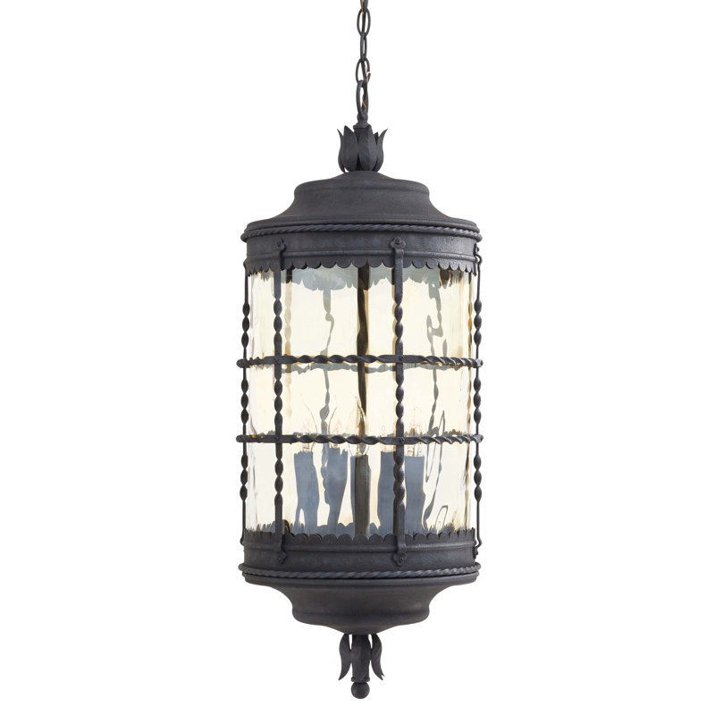 Calem 5 - Light Outdoor Hanging Lantern, Spanish Iron Textured Black Powder Coat