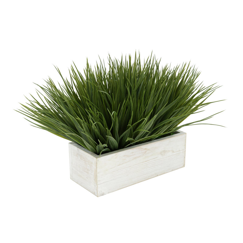 Herbe d'oignon artificielle en pot, Vert foncé, Blanc, H 9 po x L 15 po x P 10 po