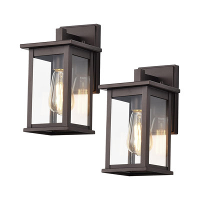 Outdoor Wall Sconce, Exterior Lighting Fixture, Anti-Rust Outdoor Wall Mounted Light, Black Carriage Lantern Lamp, Outside Porch Light With Clear Glass For Home, Garage (Oil Rubbed Bronze)(Set Of 2)