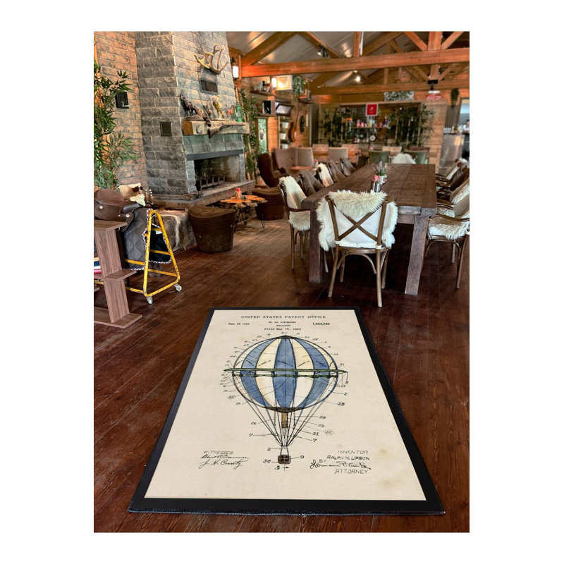 Tapis lavable à motif de ballon à air chaud, Sous-tapis rectangulaire 4 pi 7 po x 6 pi 7 po inc