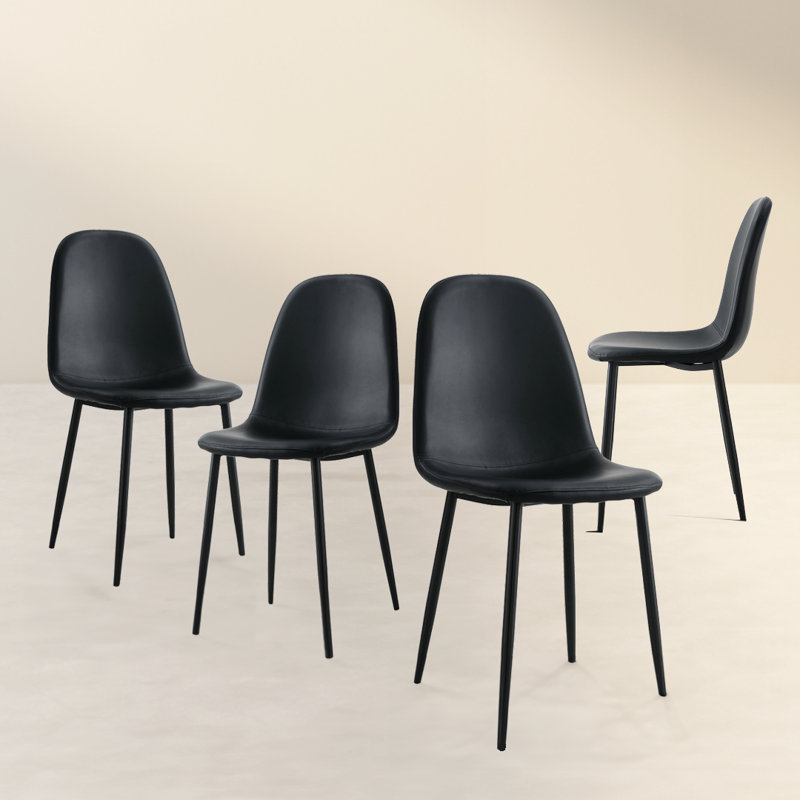 Chaise de salle à manger rembourrée Sera, Noir