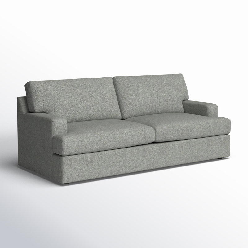 Cleo 84" Upholstered Custom Sleeper Sofa, Ticket Smoke Heathered Basketweave