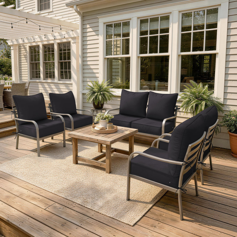 6.5″ Outdoor Replacement Cushion Set, Deep Seating Seat / Back Cushion Set, Gray