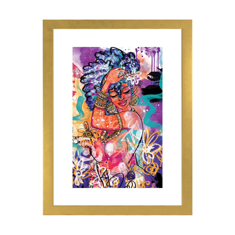 «Gold Flowers» par Justin Copeland, Papier encadré doré, H 32 po x l 24 po x P 1 po