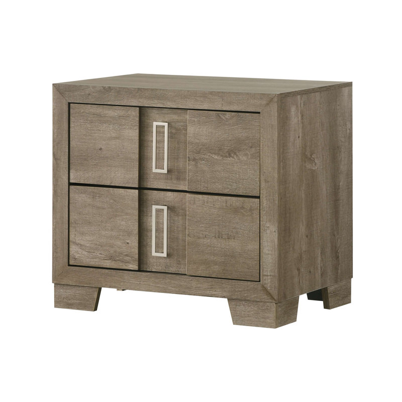 Table de chevet à deux tiroirs en bois brun clair avec queue d'aronde anglaise