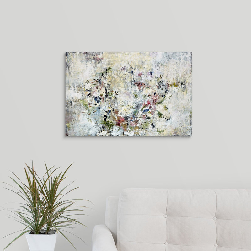 « floral couronne », peinture sur toile, Toile tendue, H 20 po x l 30 po x p 1,25 po