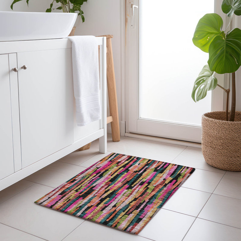 Machine Washable Indoor/Outdoor Chayil ACN1079 Pink Rug, Rectangle 1'8" x 2'6"