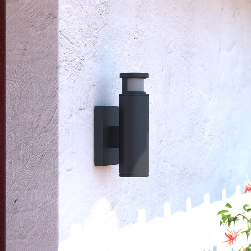 Saion 1 - Bulb Integrated LED Outdoor Armed Sconce with Dusk to Dawn, Black