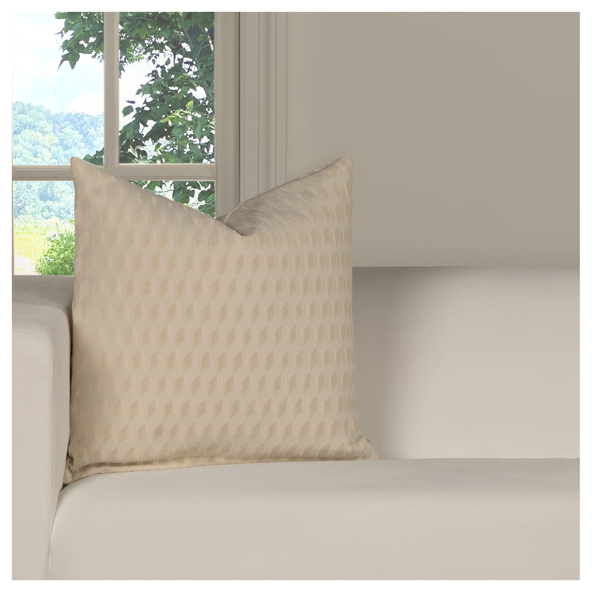 Prudence Cream 20" x 20" Throw Pillow, Square 22", Brown Geometric, Polyester