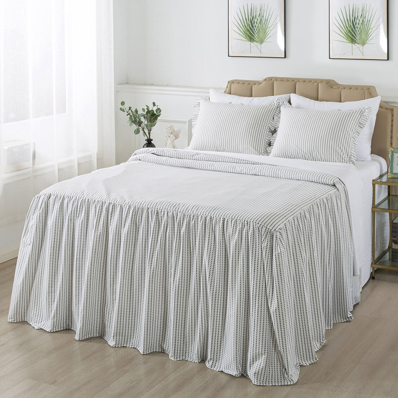 Modern & Contemporary Dots Coverlet, King Coverlet / Bedspread + 2 King Shams, Gray