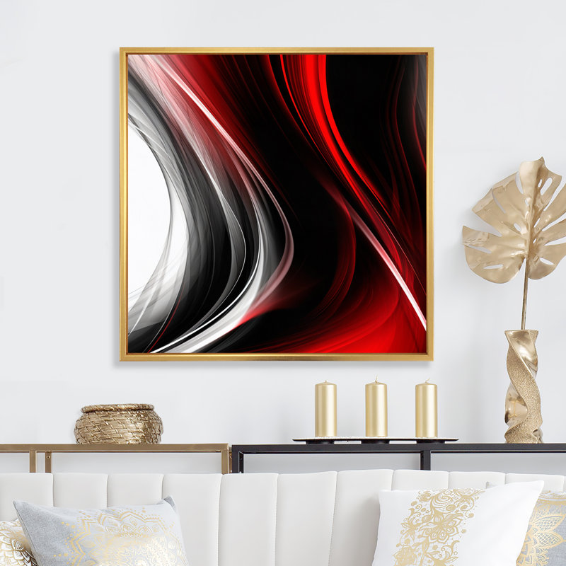 Rouge, rouge, infini ondulations II - art abstrait de vagues modernes, H 36 po x l 36 po x P 1,5 po