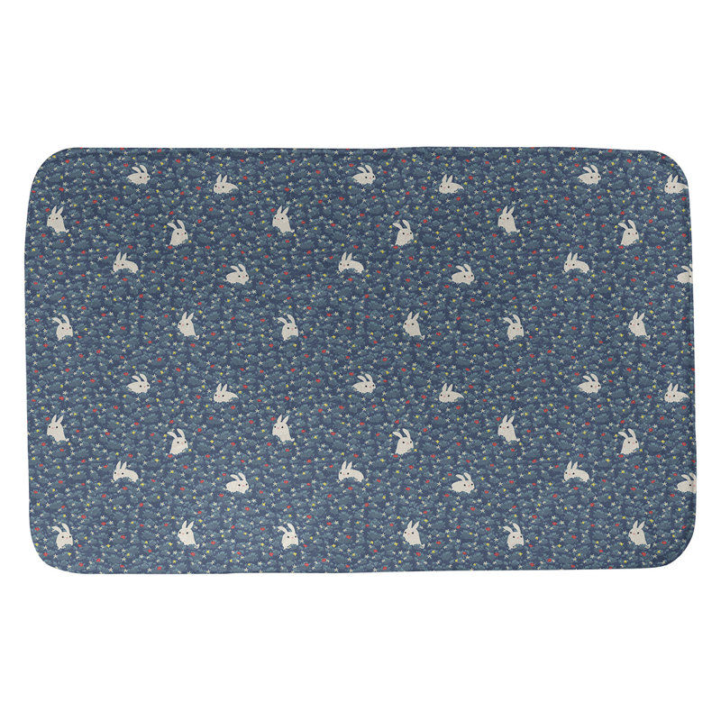 Tapis de bain lapin lapin Leffel, l 17 po x L 24 po, Bleu marine