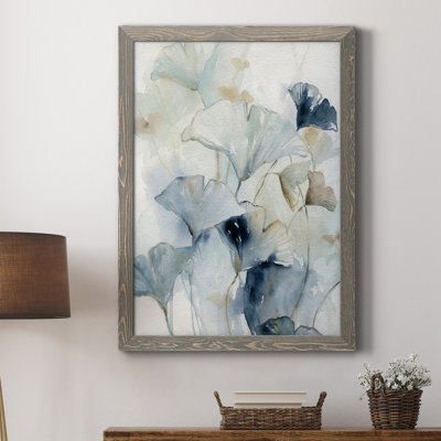 Indigo Ginkgo I - peinture sur toile encadrée