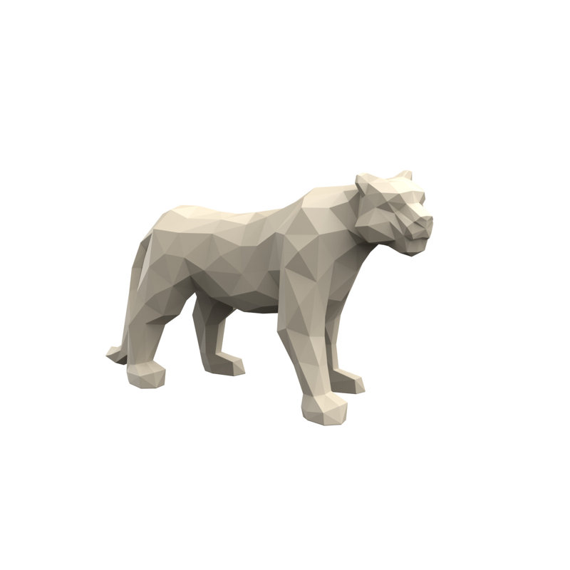 Statue de jardin léopard en plastique, Crème, crème