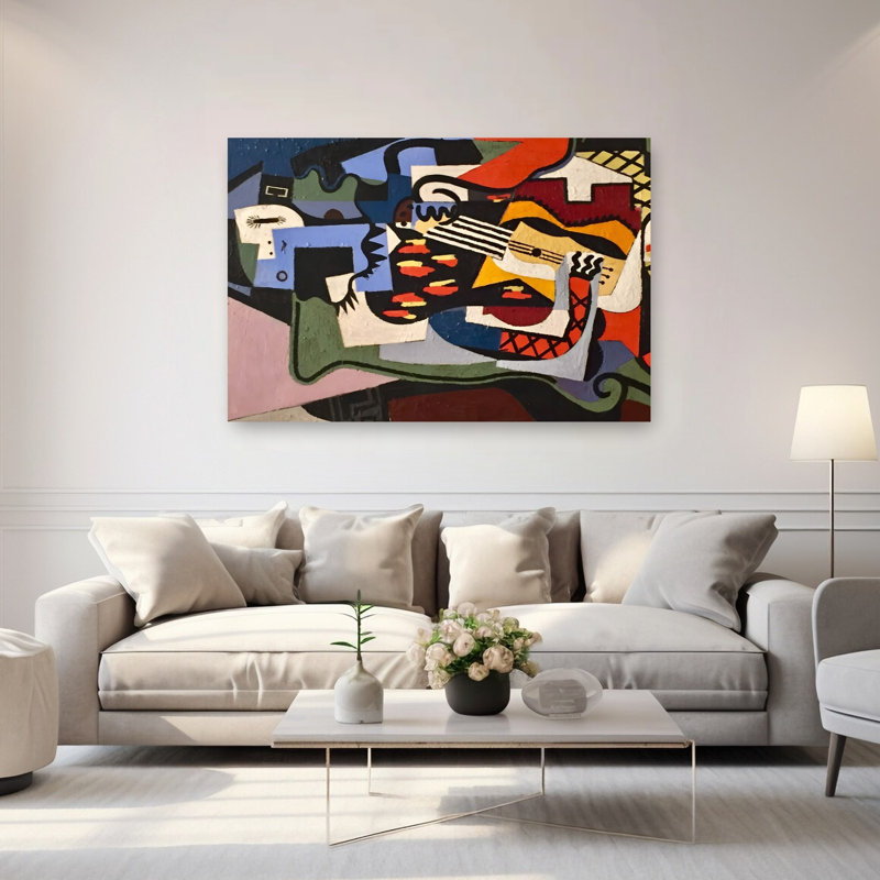 Cubiste, joueur de guitare, H 40 po x l 60 po