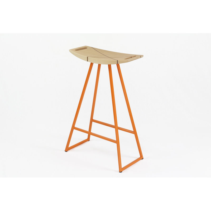 Tabouret de bar et de comptoir Robert, Orange, Érable, Tabouret de comptoir (siège d'une hauteur de 24 p