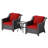 3-Piece Outdoor Rattan Wicker Conversation Set, Patio Furniture with 2 Armchairs, Removable Cushions & Tempered Glass Side Table, Weather-Resistant Garden Seating for Backyard, Porch, and Poolside-496689138