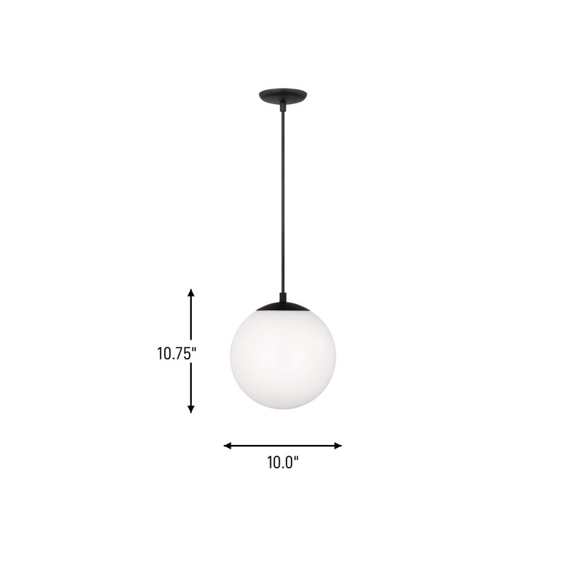 Leo - Hanging Globe Medium One Light Pendant with White Glass from Visual Comfort Studio, 10.75" H x 10" W x 10" D