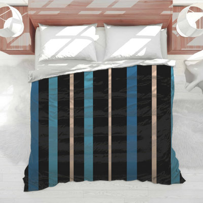 Édredon rayé noir et bleu
