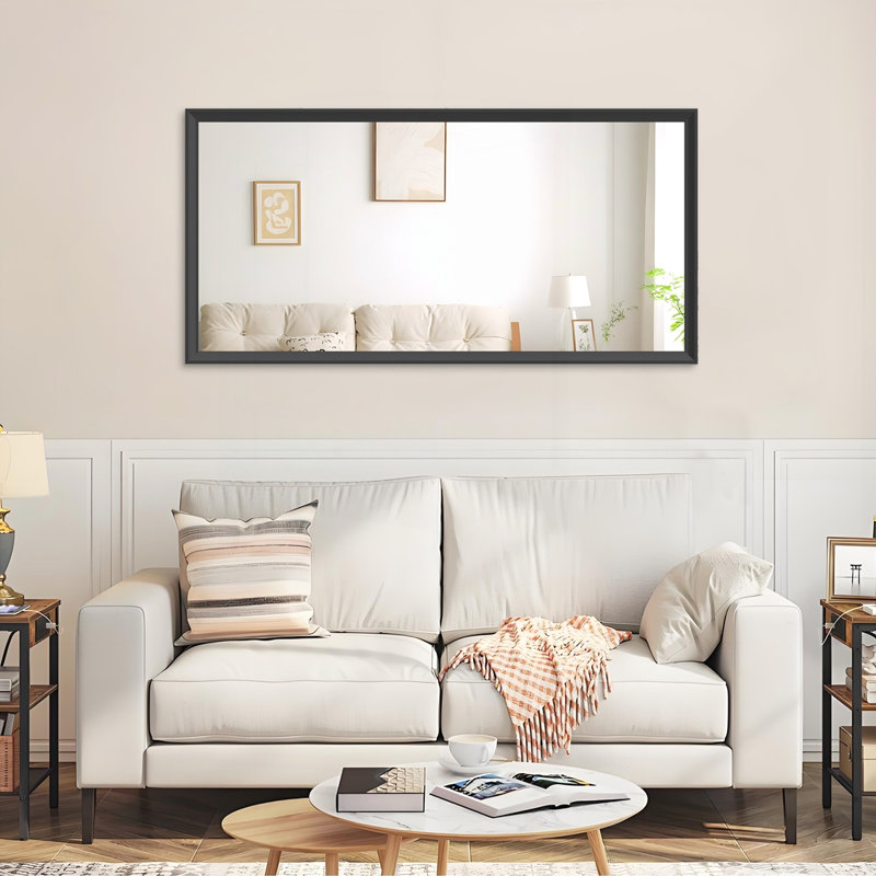 60"X30" Oversized Modern Rectangle Bathroom Mirror, 60" x 30", Black