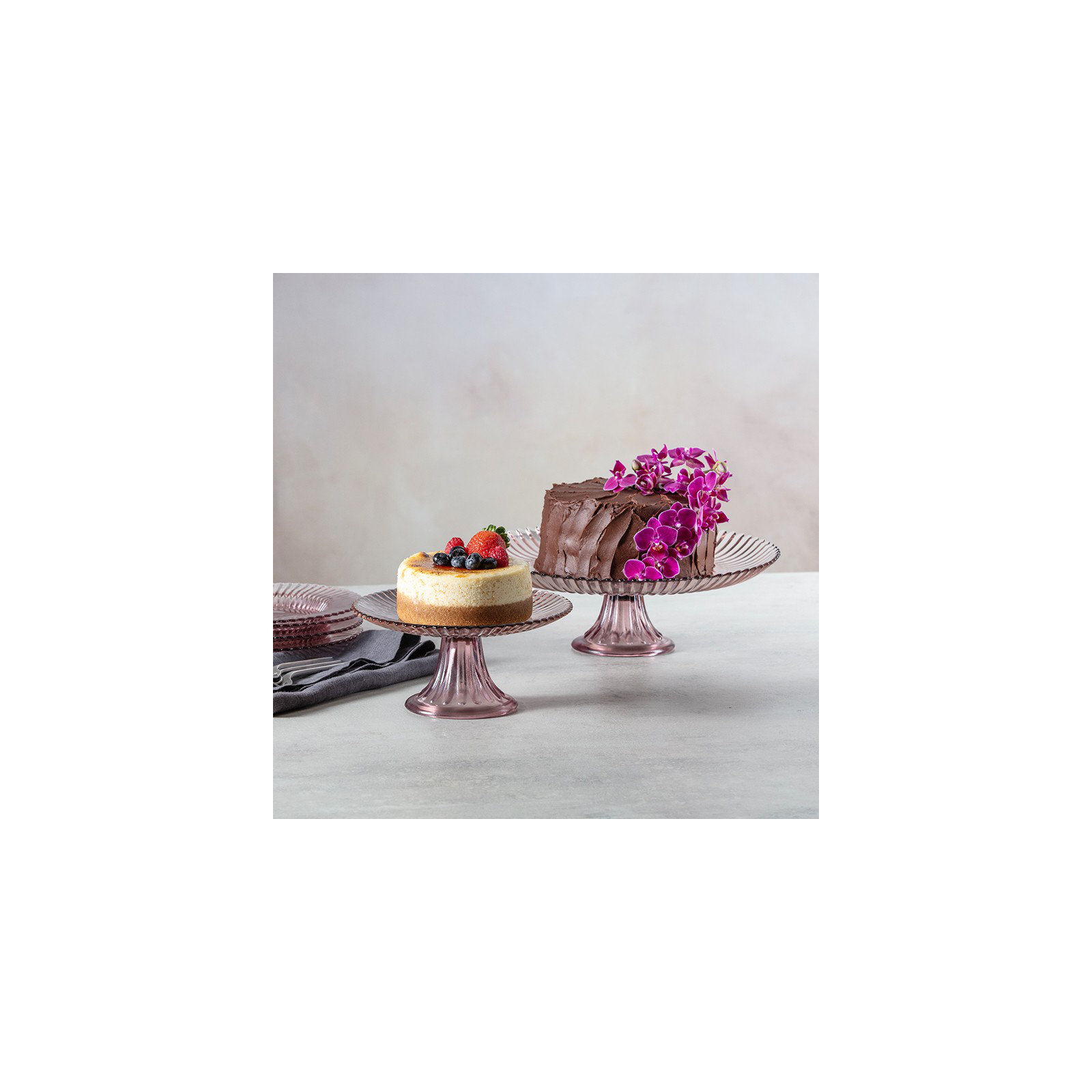 Fortessa Archie Glass Cake Stand, Pink