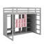 Lit mezzanine simple en bois avec armoire intégrée, tablettes et escalier-2015295757