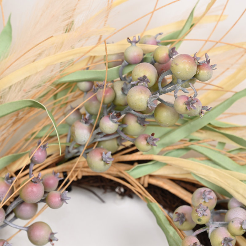 Couronne de 24 po Boho Berry Pampas, Beige, rose