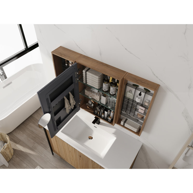 Armoires à pharmacie peu encombrantes avec rangement, salle de bain moderne en bois