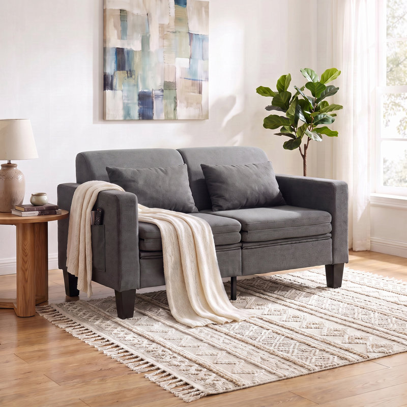 Heron 58.5" Upholstered Sleeper Sofa, Gray