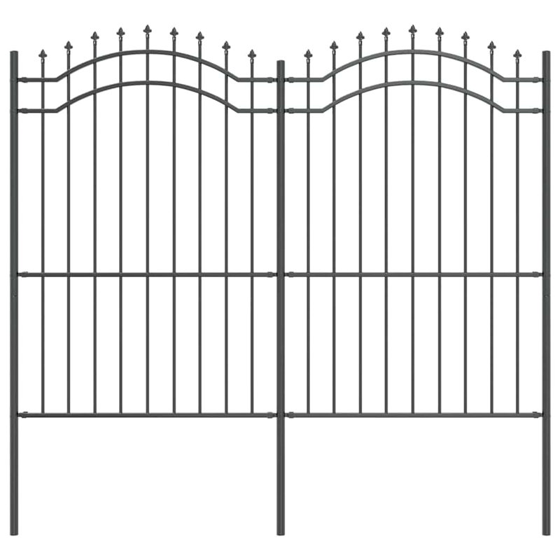 Vidaxl Garden Fence Powder-Coated Steel, Black, 240cm H x 215cm W x 3.2cm D