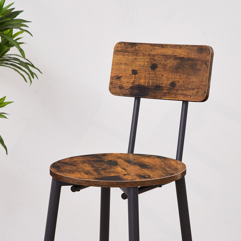 Ensemble de tabourets de bar ronds avec tablettes, tabouret avec dossier, 23,6 po de diamètre x H 35,4 po