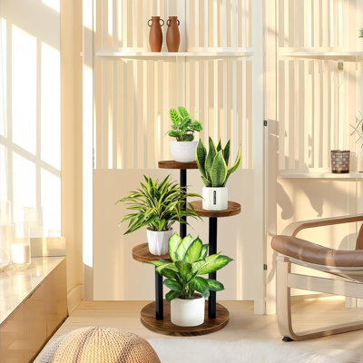 Support à plantes à 3 niveaux pour l'intérieur, plantes en bois pour plantes d'intérieur