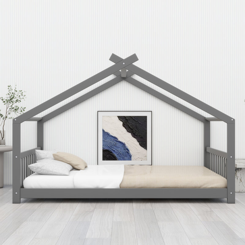Lit en bois House House, gris