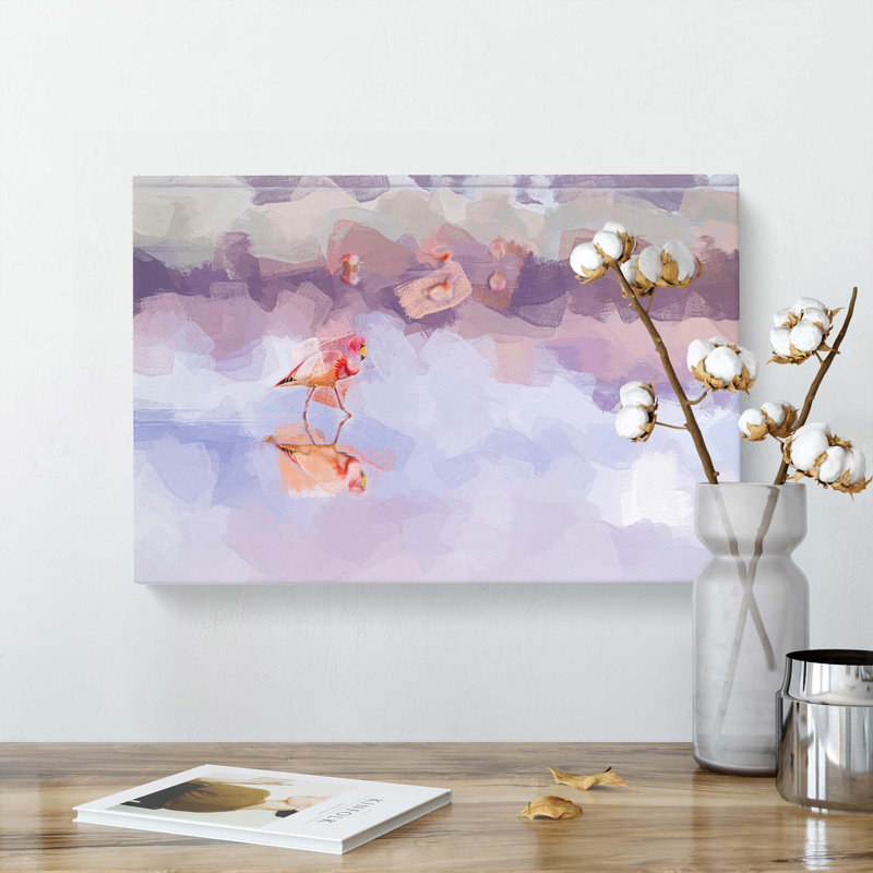 Flamingo Reflection in Abstract - Wrapped Canvas, 60cm H x 91cm W x 3cm D