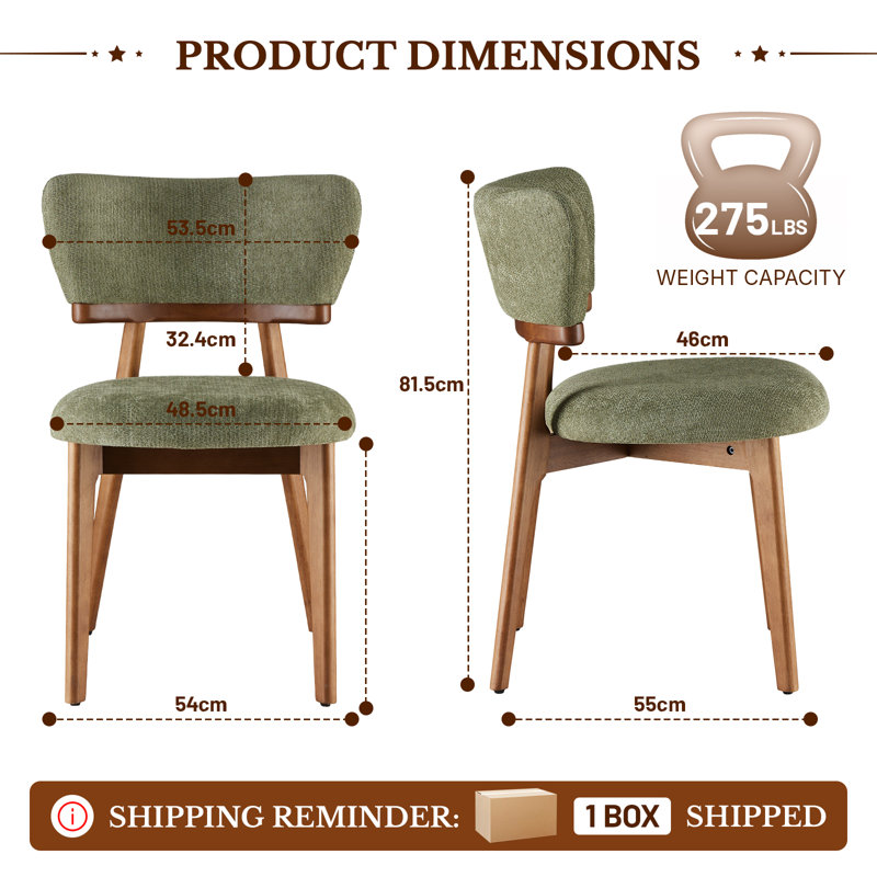 Chaise d'appoint rembourrée en bois massif, Green